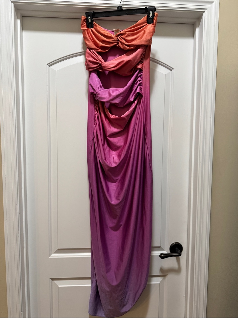 Baobab Vera Dress Orange-Pink Ombre High-Low Twist Maxi Skirt - Picture 3 of 6